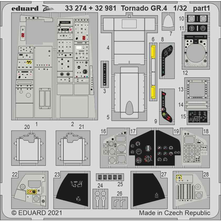 【新製品】32981 塗装済 トーネード GR.4 内装エッチングパーツ (イタレリ用)