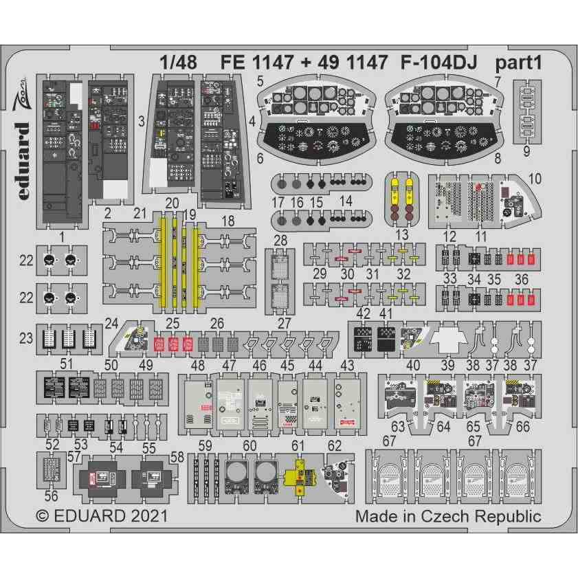 【新製品】491147 塗装済 ロッキード F-104DJ スターファイター エッチングパーツ (キネティック用)