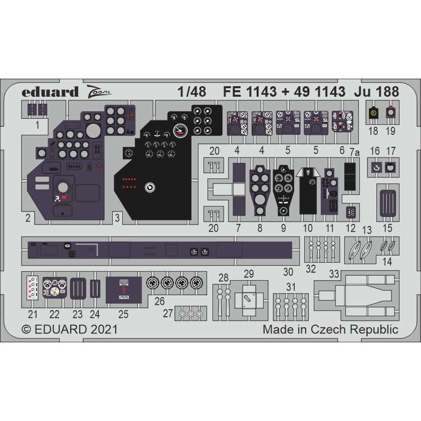 【新製品】FE1143 塗装済 ユンカース Ju188 ズームエッチングパーツ (レベル用)