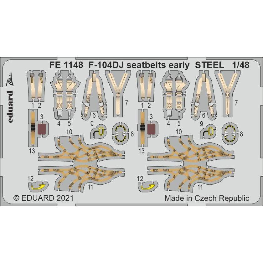 【新製品】FE1148 塗装済 ロッキード F-104DJ スターファイター シートベルト (ステンレス製) (キネティック用)