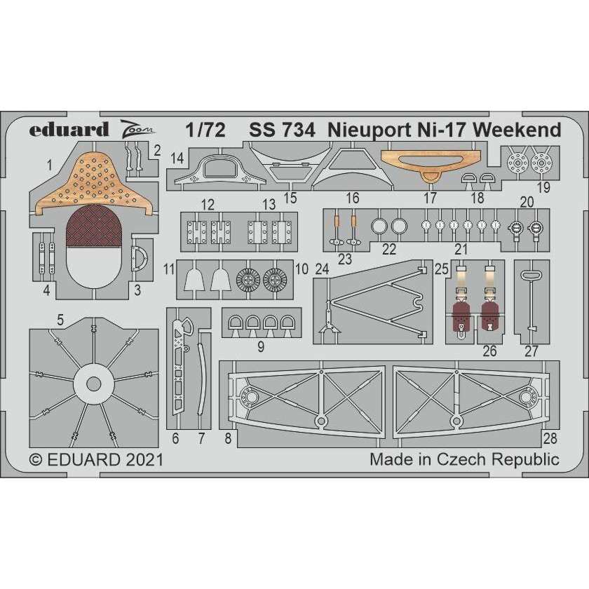 【新製品】SS734 塗装済 ニューポール Ni-17 ウィークエンドエディションズームエッチングパーツ (エデュアルド用)