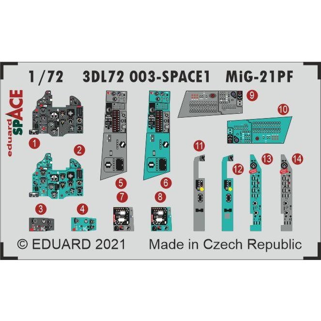 【新製品】3DL72004 ミグ MiG-21PF フィッシュベッド ｢スペース｣内装3Dデカールw/エッチングパーツセット (エデュアルド用)