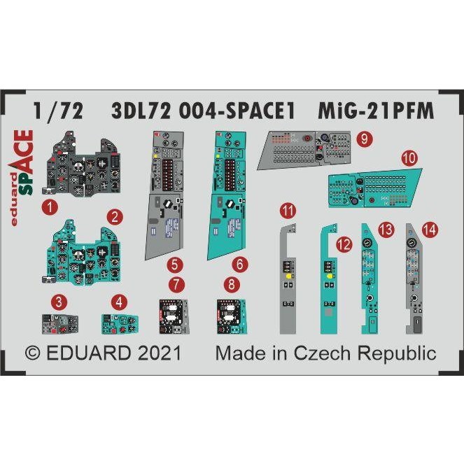 【新製品】3DL72004 ミグ MiG-21PFM フィッシュベッド ｢スペース｣内装3Dデカールw/エッチングパーツセット (エデュアルド用)