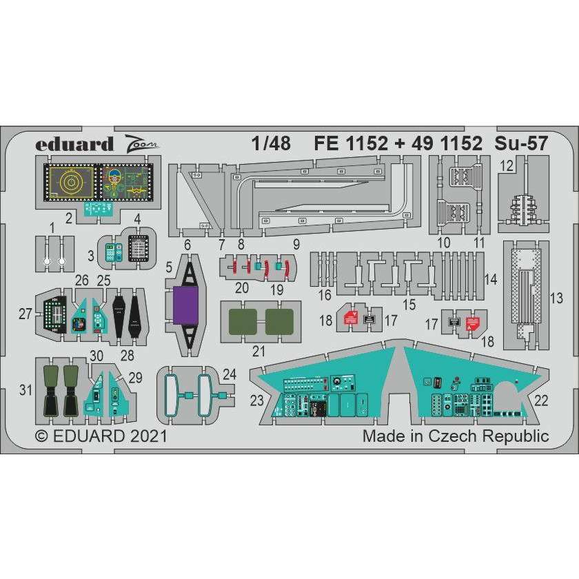 【新製品】491152 塗装済 1/48 スホーイ Su-57 エッチングパーツ (ズべズダ用)