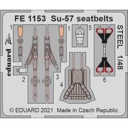 【新製品】FE1153 塗装済 1/48 スホーイ Su-57 シートベルト (ステンレス製) (ズべズダ用)