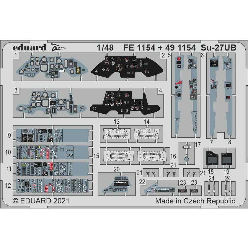 【新製品】FE1154 塗装済 1/48 スホーイ Su-27UB フランカー ズームエッチングパーツ (グレートウォール用)