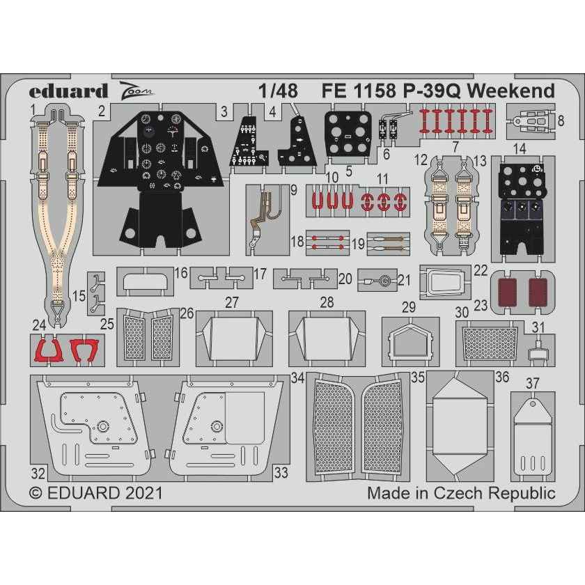 【新製品】FE1158 塗装済 1/48 ベル P-39Q エアラコブラ ウィークエンド用ズームエッチングパーツ(エデュアルド用)