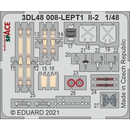 【新製品】3DL48008 1/48 イリューシン Il-2 シュトルモビク ｢スペース｣内装3Dデカール w/エッチングパーツセット (ズべズダ用)