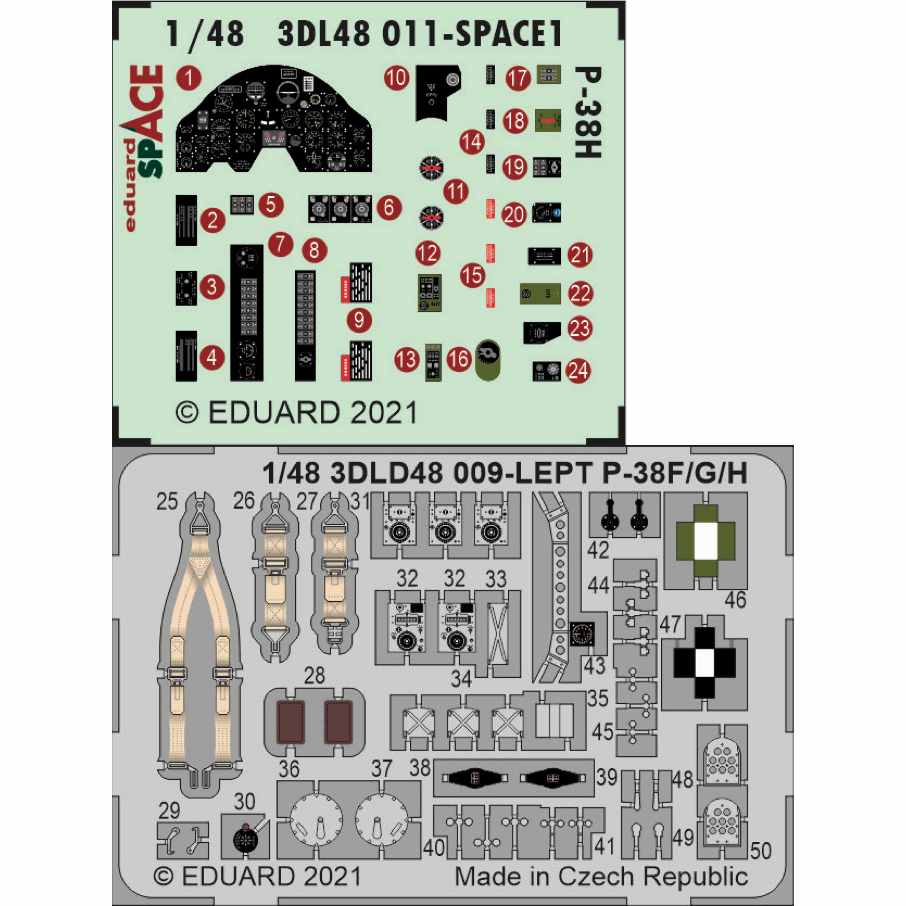 【新製品】3DL48011 1/48 ロッキード P-38H ライトニング ｢スペース｣内装3Dデカールw/エッチングパーツセット (タミヤ用)