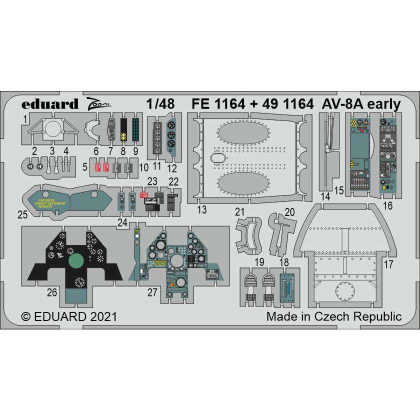 【新製品】FE1164 塗装済 AV-8A (初期型) ズームエッチングパーツ(キネティック用)