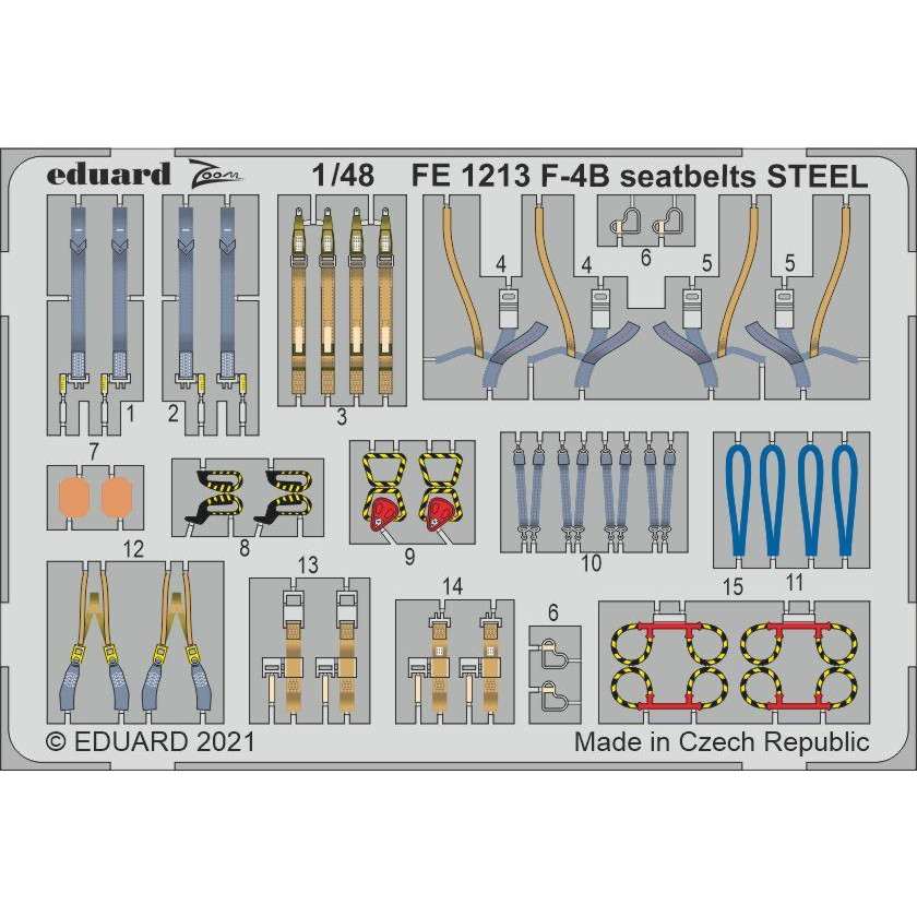 【新製品】FE1213 塗装済 1/48 マクドネル・ダグラス F-4B ファントムII シートベルト (ステンレス製) (タミヤ用)