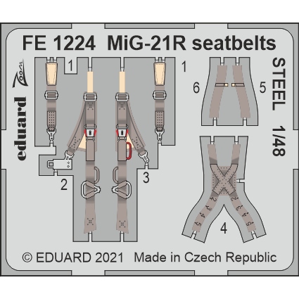 【新製品】FE1224 塗装済 1/48 ミグ MiG-21R フィッシュベッド シートベルト (ステンレス製) (エデュアルド用)