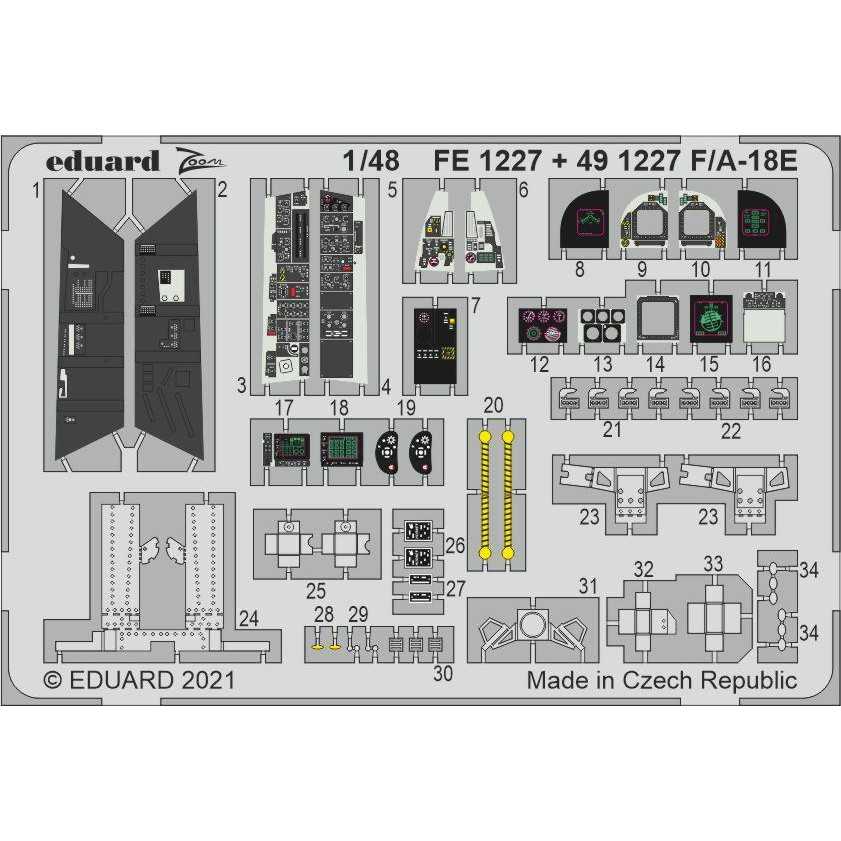 【新製品】FE1227 塗装済 1/48 ボーイング F/A-18E スーパーホーネット ズームエッチングパーツ (ホビーボス用)