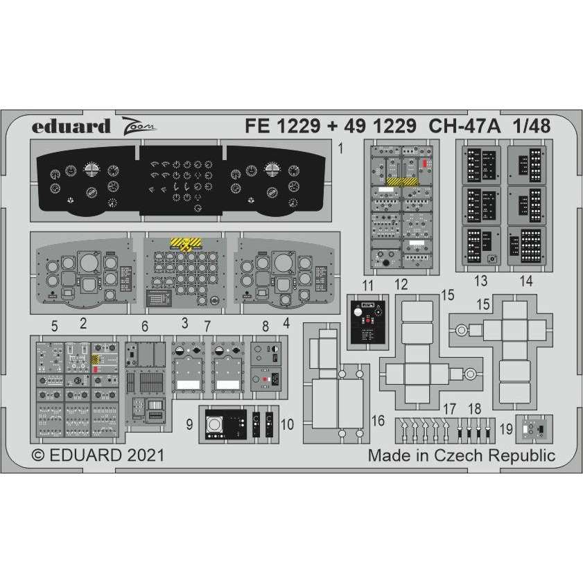 【新製品】FE1229 塗装済 1/48 ボーイング CH-47A チヌーク ズームエッチングパーツ (ホビーボス用)