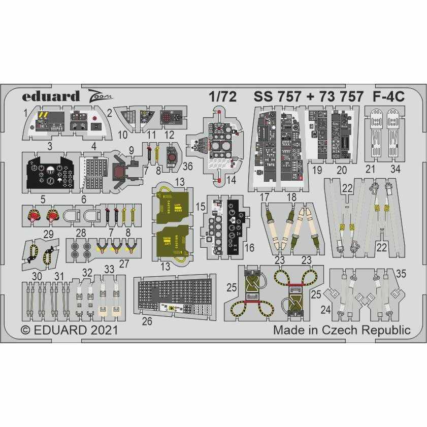 【新製品】73757 塗装済 1/72 F-4C ファントムII エッチングパーツ (ファインモールド用)