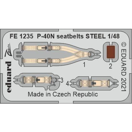 【新製品】FE1235 塗装済 1/48 P-40N シートベルト (ステンレス製) (アカデミー用)