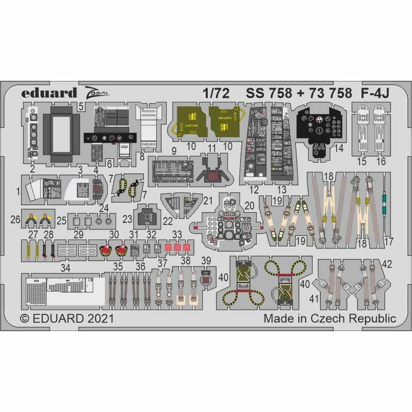 【新製品】SS758 塗装済 1/72 F-4J ファントムII ズームエッチングパーツ(ファインモールド用)