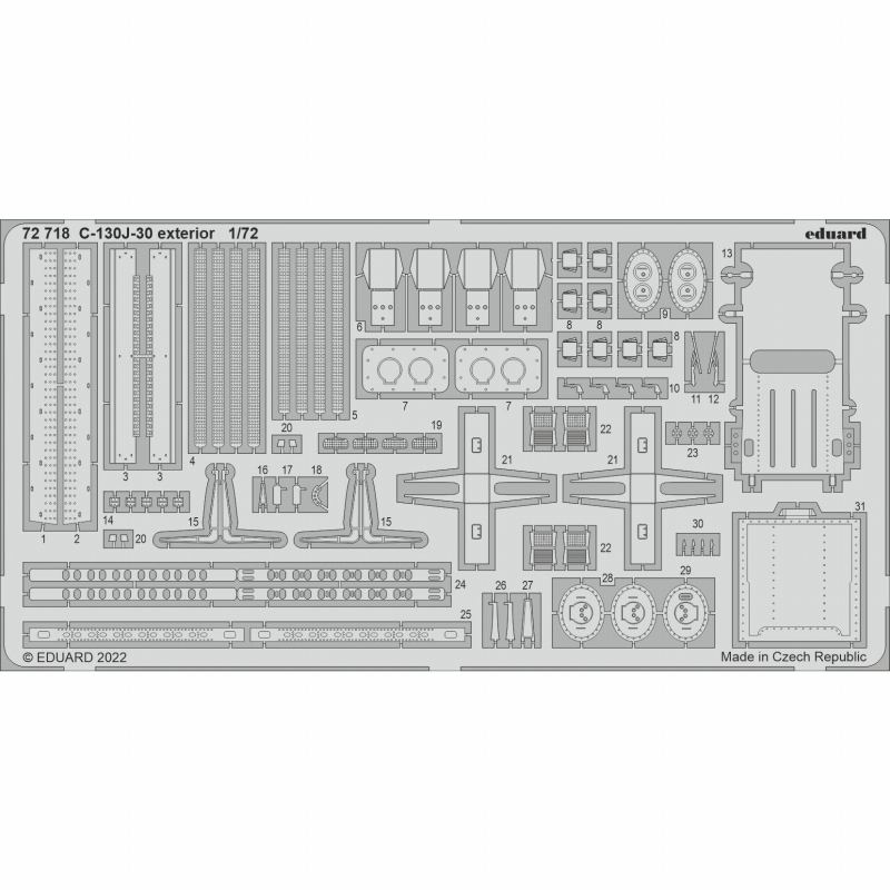 【新製品】72718 1/72 C-130J-30 外装エッチングパーツ (ズべズダ用)