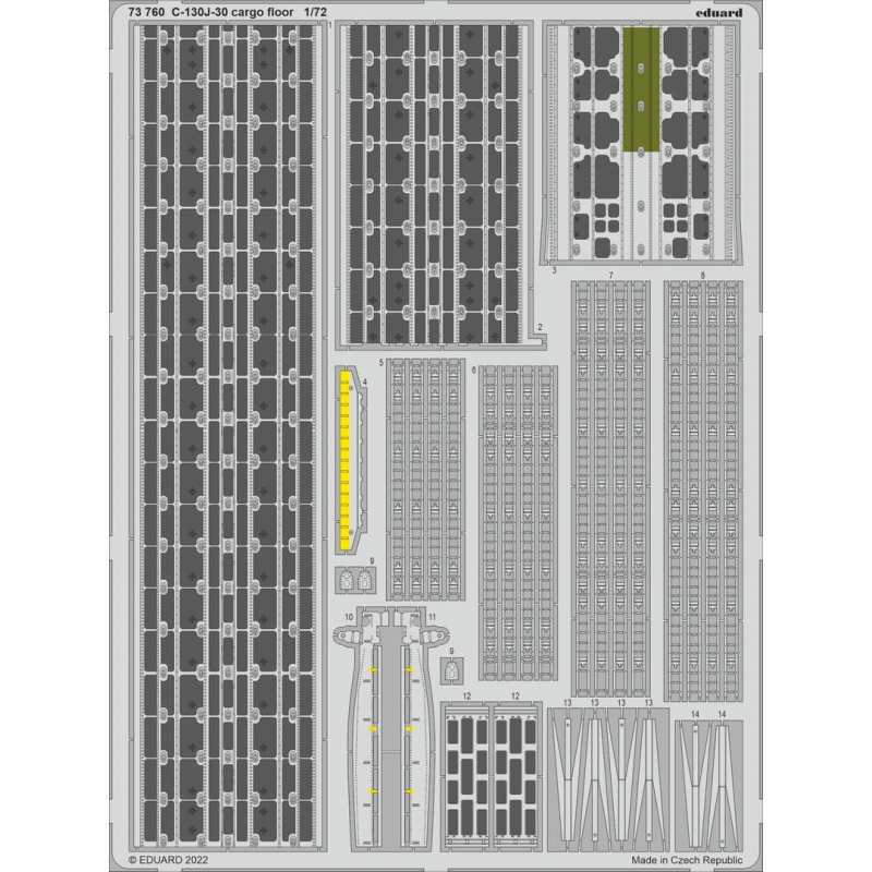 【新製品】73760 塗装済 1/72 C-130J-30 貨物室床エッチングパーツ (ズべズダ用)