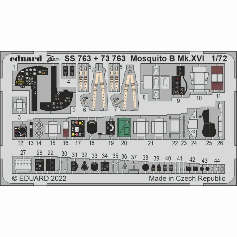 【新製品】73763 塗装済 1/72 D.H.モスキート B Mk.XVI エッチングパーツ(エアフィックス用)