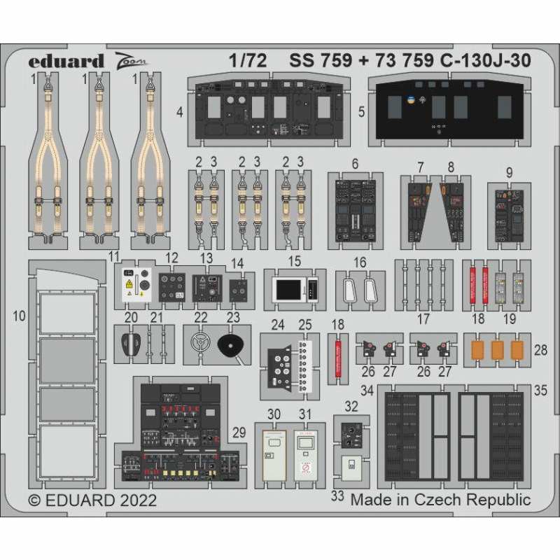 【新製品】SS759 塗装済 1/72 C-130J-30 ズームエッチングパーツ (ズべズダ用)