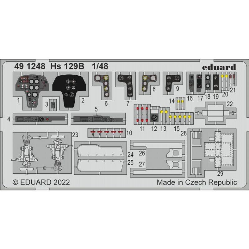 【新製品】491248 塗装済 1/48 Hs129B エッチングパーツ (ハセガワ用)