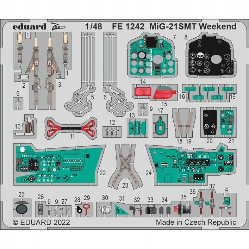 【新製品】FE1242 塗装済 1/48 MiG-21SMT ウィークエンド ズームエッチングパーツ(エデュアルド用)