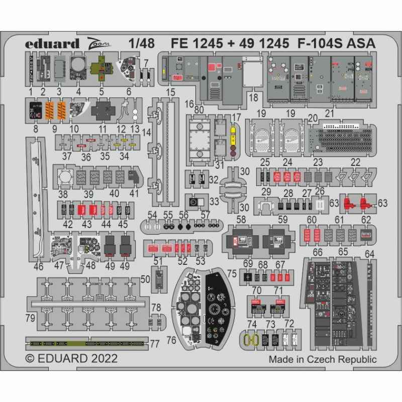 【新製品】FE1245 塗装済 1/48 F-104S ASA ズームエッチングパーツ (キネティック用)