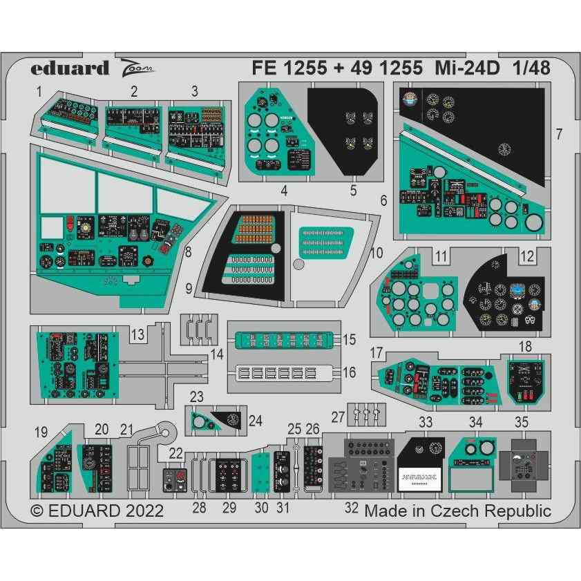 【新製品】491255 塗装済 1/48 ミル Mi-24D ハインド エッチングパーツ (トランぺッター用)