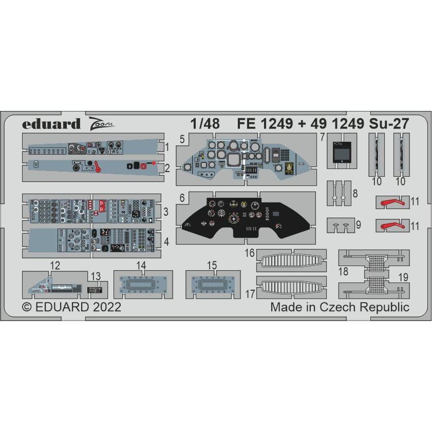 【新製品】FE1249 塗装済 1/48 スホーイ Su-27 フランカー ズームエッチングパーツ (グレートウォール用)