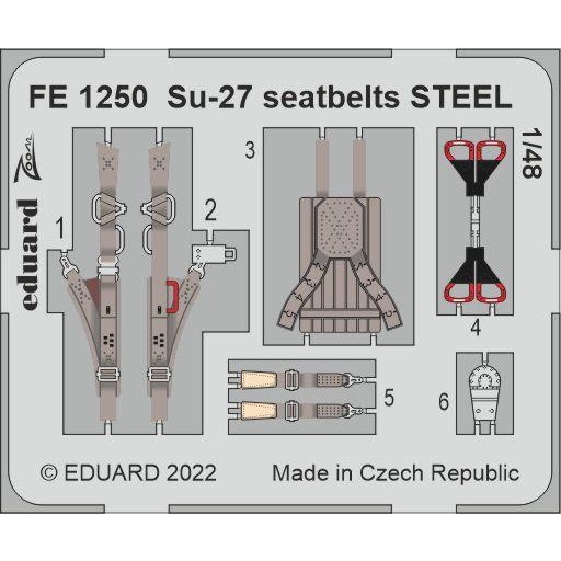 【新製品】FE1250 塗装済 1/48 スホーイ Su-27 フランカー シートベルト (ステンレス製) (グレートウォール用)