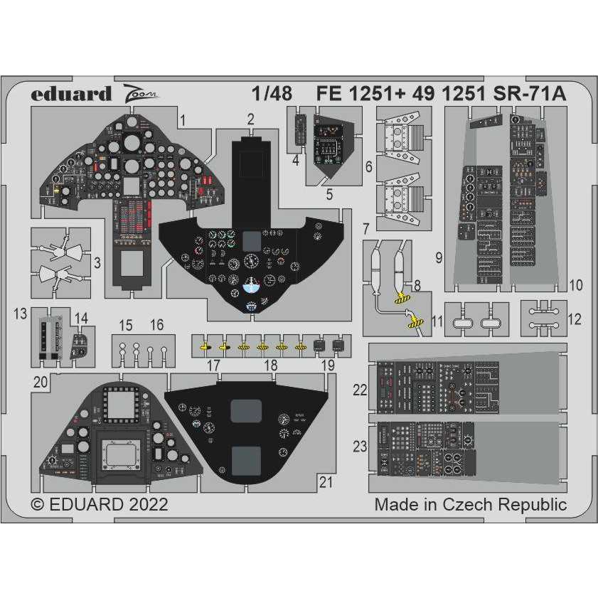 【新製品】FE1251 塗装済 1/48 ロッキード SR-71A ブラックバード ズームエッチングパーツ (レベル用)