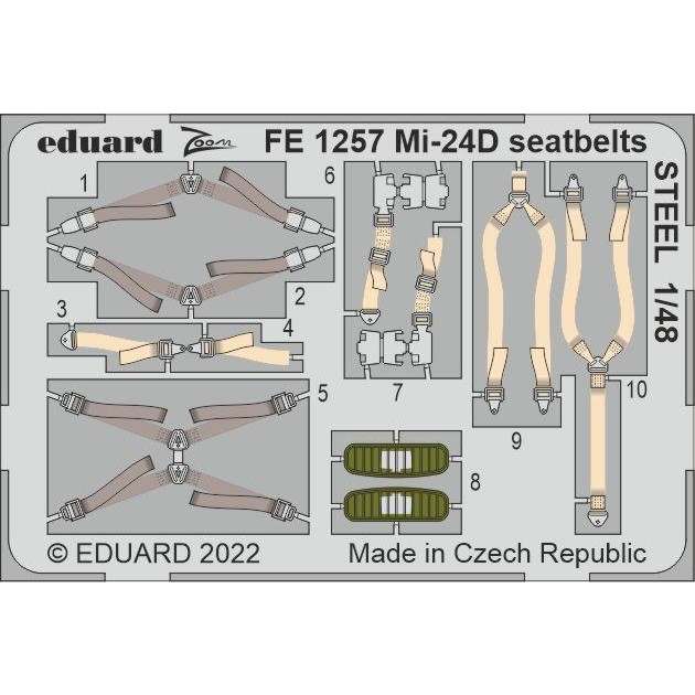 【新製品】FE1257 塗装済 1/48 ミル Mi-24D ハインド シートベルト (ステンレス製) (トランぺッター用)