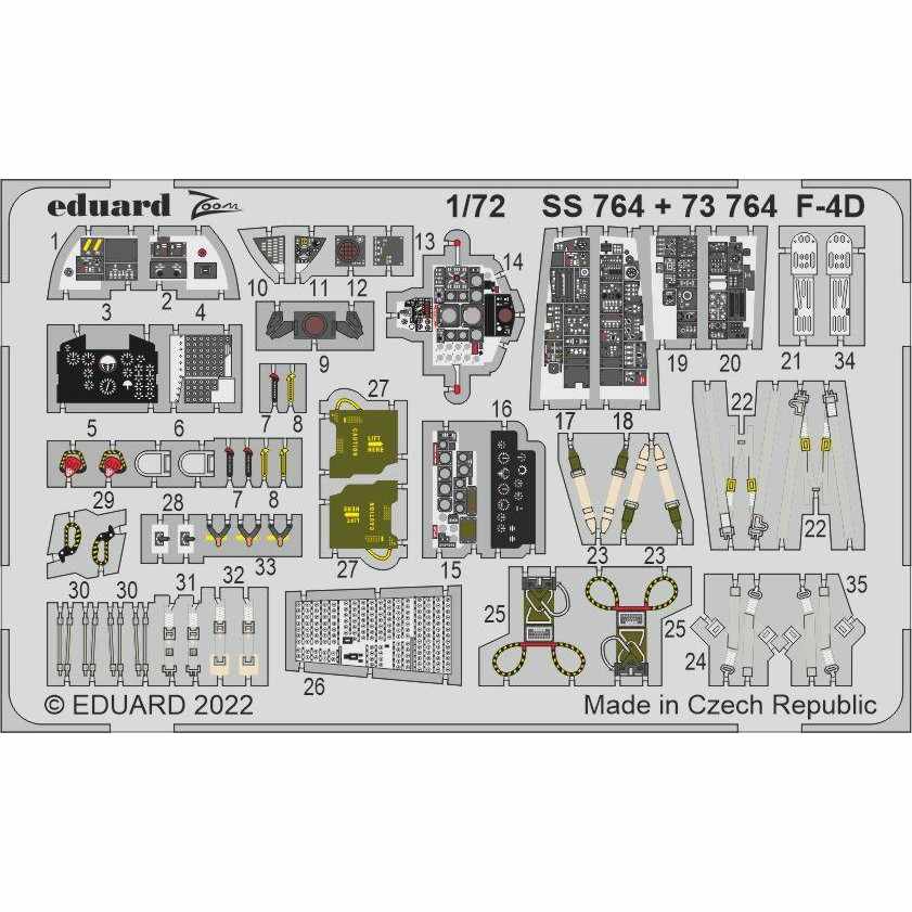 【新製品】SS764 塗装済 1/72 マクドネル・ダグラス F-4D ファントムII ズームエッチングパーツ (ファインモールド用)