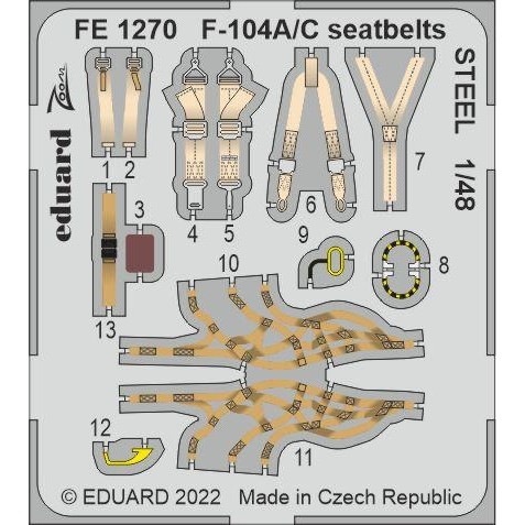 【新製品】FE1270 塗装済 1/48 ロッキード F-104A/C スターファイター シートベルト (ステンレス製) (キネティック用)