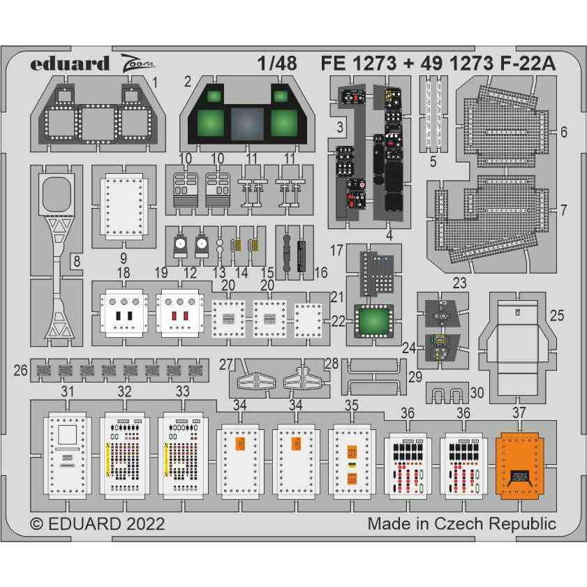 【新製品】FE1273 塗装済 1/48 ロッキード・マーティン F-22A ラプター ズームエッチングパーツ (アイラブキット用)