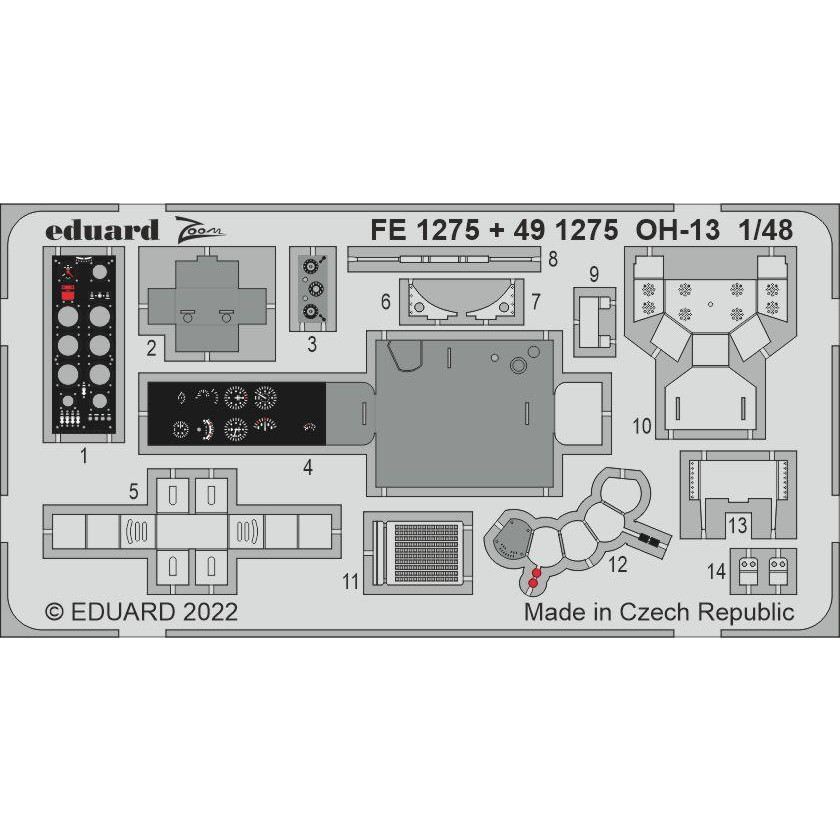 【新製品】491275 塗装済 1/48 ベル OH-13 スー エッチングパーツ (イタレリ用)