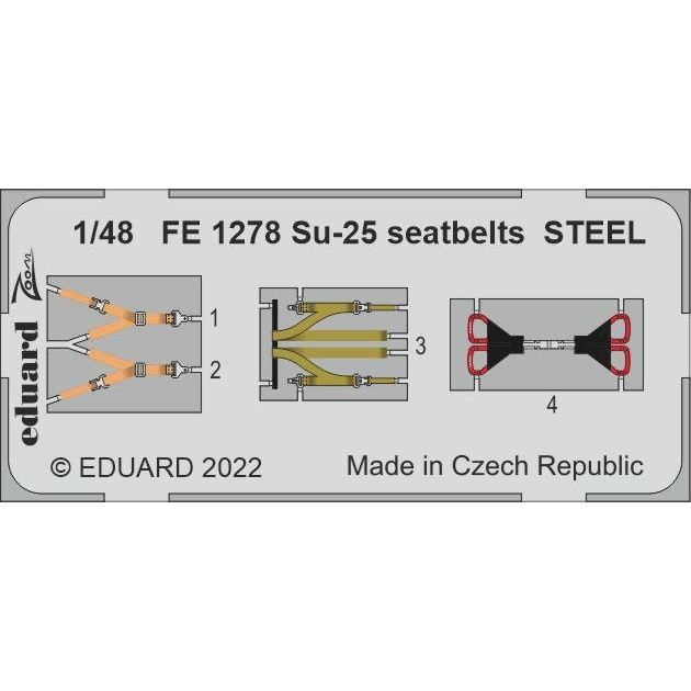 【新製品】FE1278 塗装済 1/48 スホーイ Su-25 フロッグフット シートベルト (ステンレス製) (ズベズダ用)