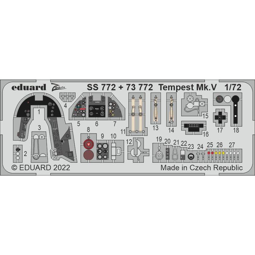 【新製品】73772 塗装済 1/72 ホーカー テンペスト Mk.V エッチングパーツ(エアフィックス用)