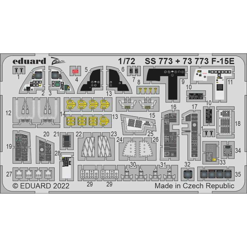 【新製品】73773 塗装済 1/72 F-15E エッチングパーツ (レベル用)