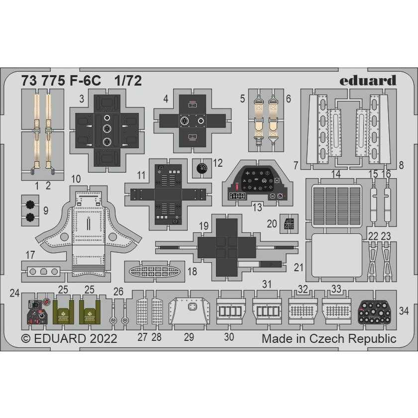 【新製品】73775 塗装済 1/72 F-6C エッチングパーツ (アルマホビー用)