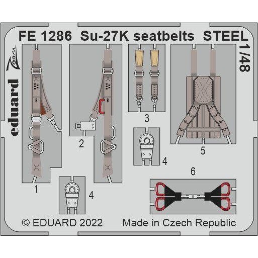 【新製品】FE1286 塗装済 1/48 Su-27K シートベルト (ステンレス製) (ミニベース用)