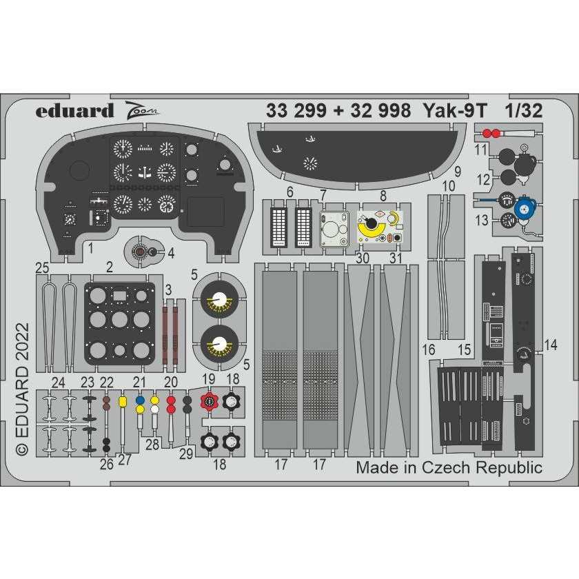 【新製品】32998 1/32 Yak-9T エッチングパーツ (ICM用)