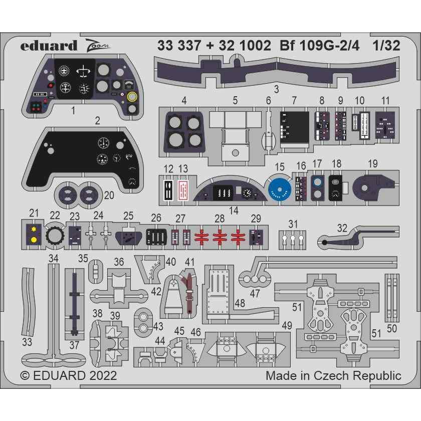 【新製品】33337 塗装済 1/32 Bf109G-2/4 ズームエッチングパーツ (レベル用)