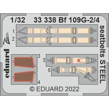 【新製品】33338 塗装済 1/32 Bf109G-2/4 シートベルト (ステンレス製) (レベル用)