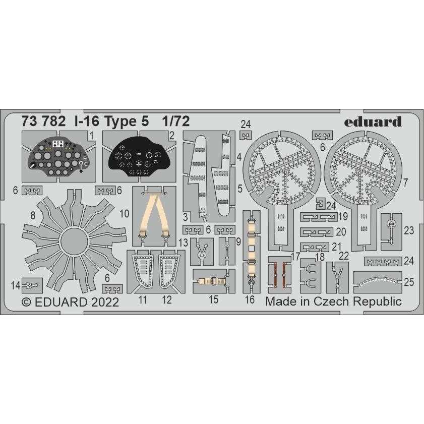 【新製品】73782 塗装済 1/72 I-16 タイプ5 エッチングパーツ (クリアープロップ!用)