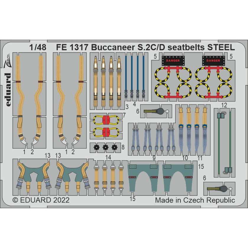 【新製品】FE1317 塗装済 1/48 バッカニア S.2C/D シートベルト (ステンレス製)(エアフィックス用)