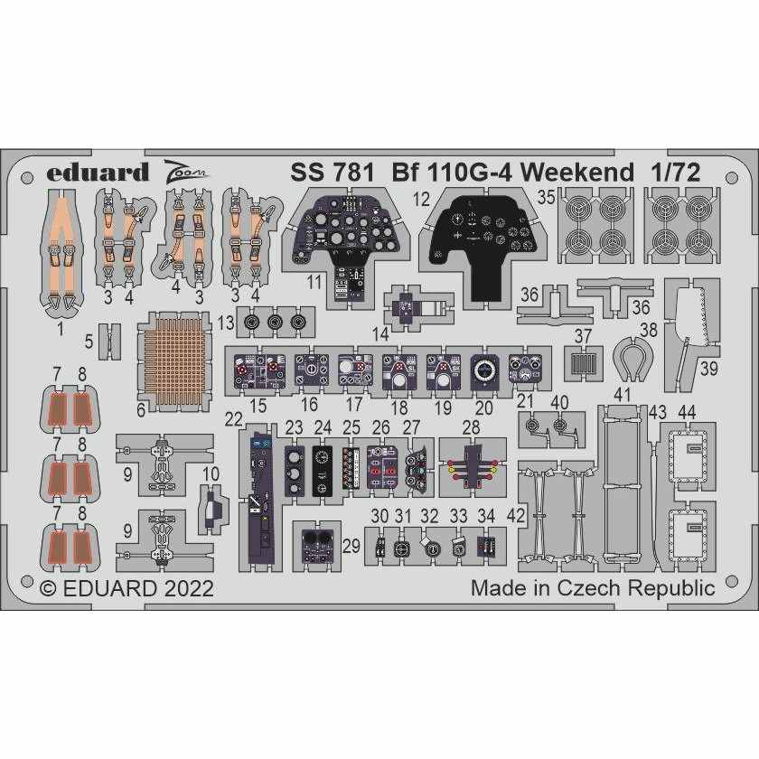 【新製品】SS781 塗装済 1/72 Bf110G-4 ウィークエンドエディション ズームエッチングパーツ (エデュアルド用)