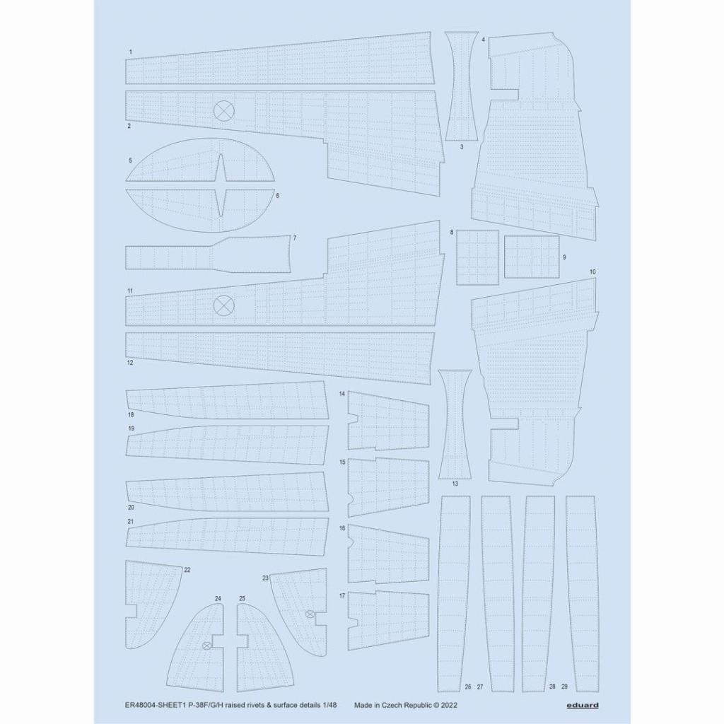 【新製品】ER48004 1/48 P-38F/G/H 機体リベット & パネルデカール (タミヤ用)