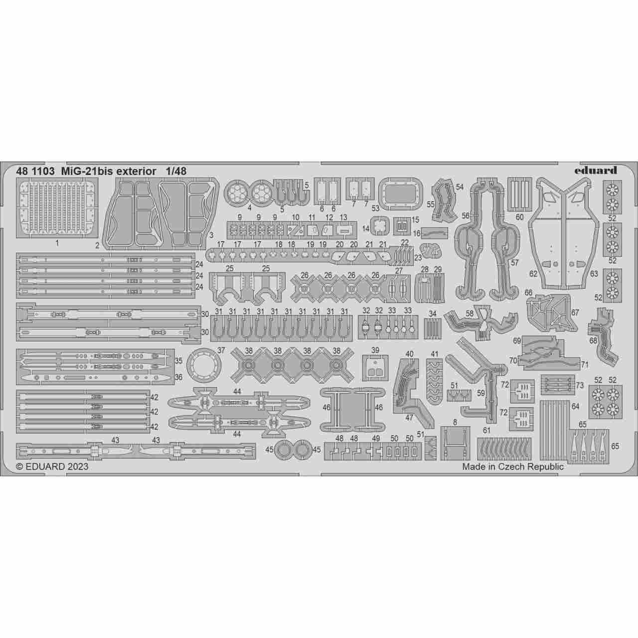 【新製品】481103 1/48 ミグ MiG-21bis フィッシュベッド 外装エッチングパーツ (エデュアルド用)